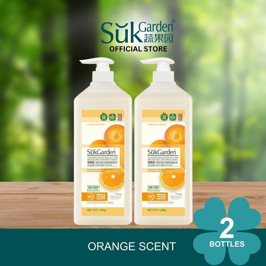 SukGarden Orange Fruit and Vegetable Dishwashing Liquid - Household Food Grade 1280ML (Pack of 2)