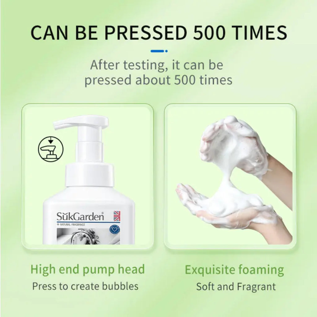 SukGarden Plant Based Tea Fragrant Bubble Hand Wash 500ml — product information 3