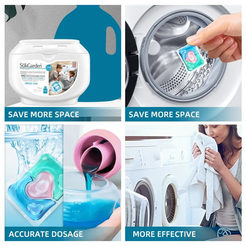 SukGarden 3 IN 1 Laundry Capsules Plant Based Concentrated Anti Bacterial & Dust Mite Detergent Pods (50 Pods) — product information 2