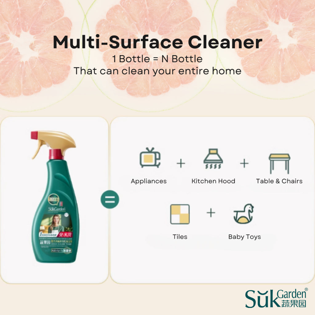 SukGarden Plant Based Household Pomelo Kitchen Multi Purpose Cleaner 600G — 3 Bottles — product information 2