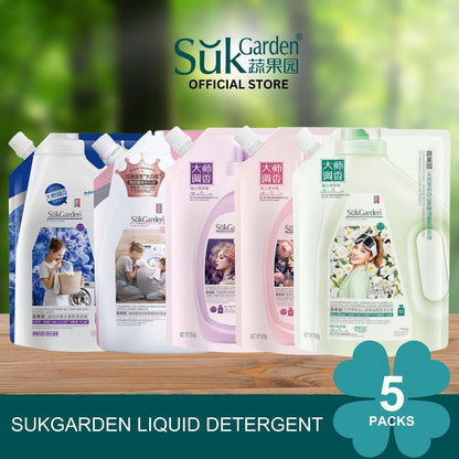 SukGarden Concentrated Laundry Liquid Detergent Perfume Scented Plant Based 0.5L Refill Packets — product image